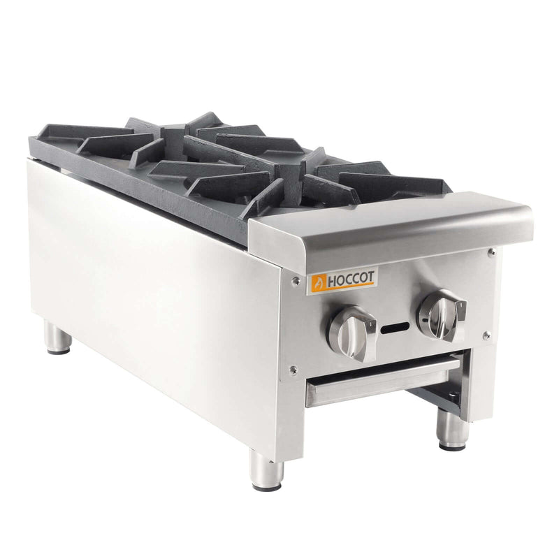HOCCOT 12 2 Burners Commercial Countertop Hot Plate Range GAS Stove